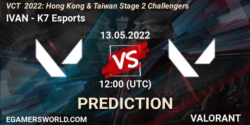 IVAN vs K7 Esports: Match Prediction. 13.05.2022 at 12:00, VALORANT, VCT 2022: Hong Kong & Taiwan Stage 2 Challengers