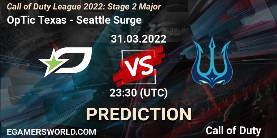 OpTic Texas vs Seattle Surge: Match Prediction. 31.03.2022 at 23:30, Call of Duty, Call of Duty League 2022: Stage 2 Major