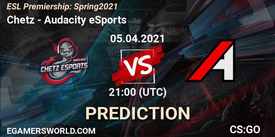 Chetz vs Audacity eSports: Match Prediction. 05.04.2021 at 20:00, Counter-Strike (CS2), ESL Premiership: Spring 2021