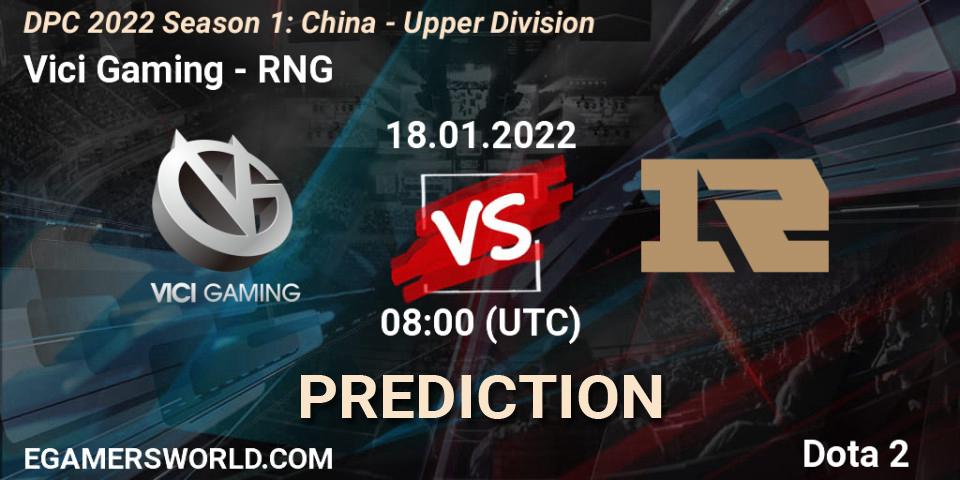 Vici Gaming vs RNG: Match Prediction. 18.01.2022 at 08:31, Dota 2, DPC 2022 Season 1: China - Upper Division