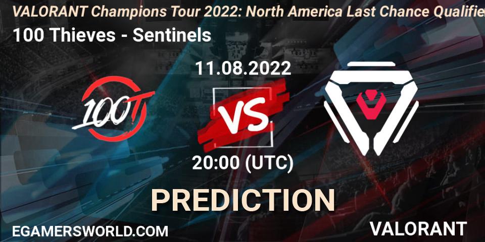 100 Thieves vs Sentinels: Match Prediction. 11.08.22, VALORANT, VCT 2022: North America Last Chance Qualifier
