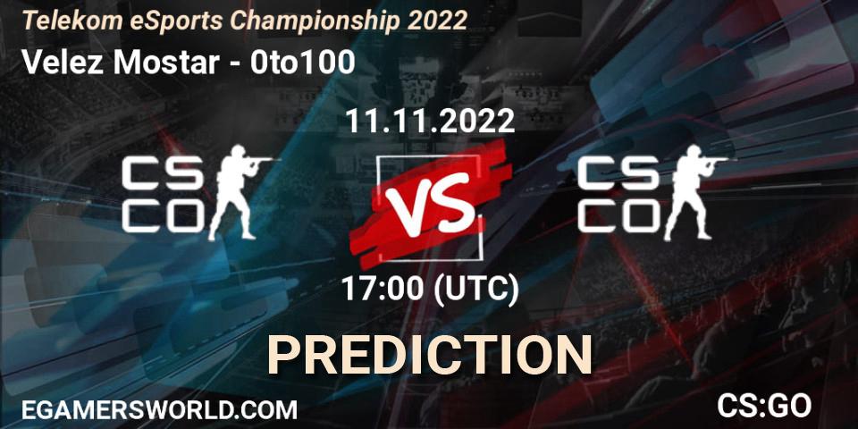 Velez Mostar vs 0to100: Match Prediction. 11.11.2022 at 17:00, Counter-Strike (CS2), Telekom eSports Championship 2022