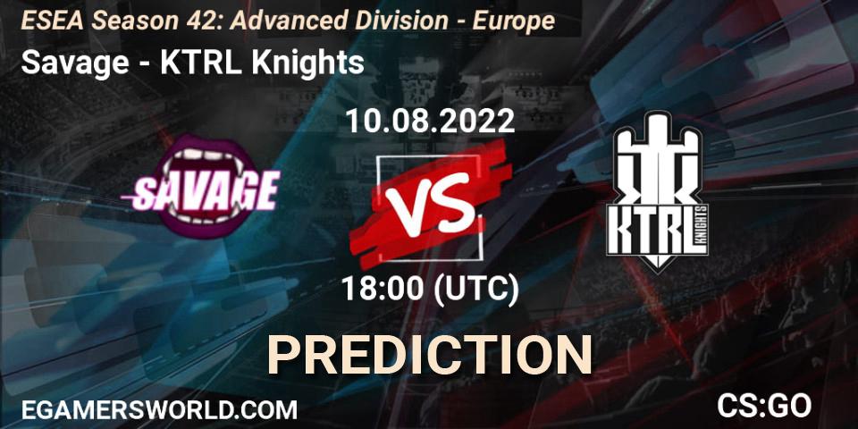Savage vs KTRL Knights: Match Prediction. 10.08.2022 at 18:00, Counter-Strike (CS2), ESEA Season 42: Advanced Division - Europe
