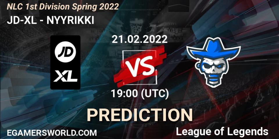JD-XL vs NYYRIKKI: Match Prediction. 21.02.2022 at 21:00, LoL, NLC 1st Division Spring 2022
