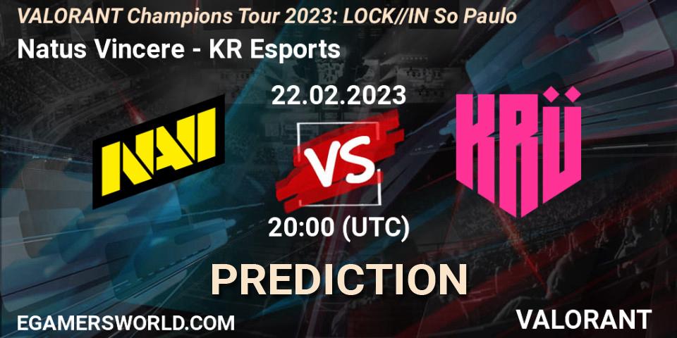 Natus Vincere vs KRÜ Esports: Match Prediction. 22.02.2023 at 19:40, VALORANT, VALORANT Champions Tour 2023: LOCK//IN São Paulo