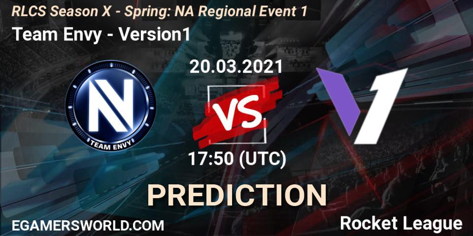 Team Envy vs Version1: Match Prediction. 20.03.2021 at 17:35, Rocket League, RLCS Season X - Spring: NA Regional Event 1
