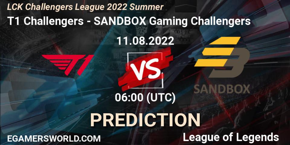 T1 Challengers vs SANDBOX Gaming Challengers: Match Prediction. 11.08.22, LoL, LCK Challengers League 2022 Summer