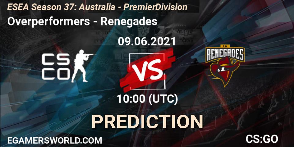 Overperformers vs Renegades: Match Prediction. 09.06.2021 at 10:00, Counter-Strike (CS2), ESEA Season 37: Australia - Premier Division