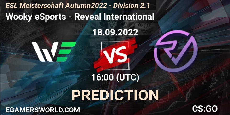 Wooky eSports vs Reveal International: Match Prediction. 18.09.2022 at 16:00, Counter-Strike (CS2), ESL Meisterschaft Autumn 2022 - Division 2.1