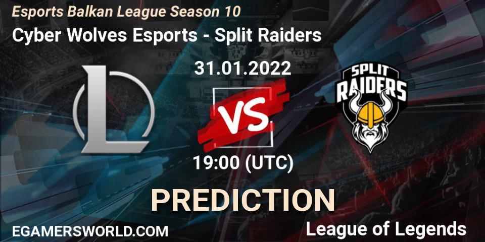 Cyber Wolves Esports vs Split Raiders: Match Prediction. 31.01.2022 at 19:00, LoL, Esports Balkan League Season 10