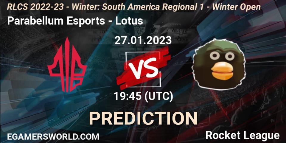 Parabellum Esports vs Lotus: Match Prediction. 27.01.23, Rocket League, RLCS 2022-23 - Winter: South America Regional 1 - Winter Open