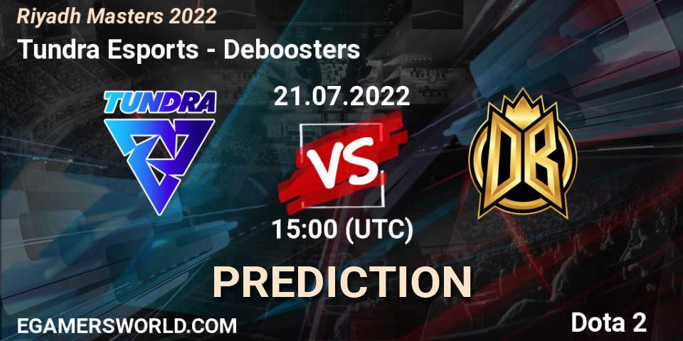 Tundra Esports vs Deboosters: Match Prediction. 21.07.2022 at 15:08, Dota 2, Riyadh Masters 2022