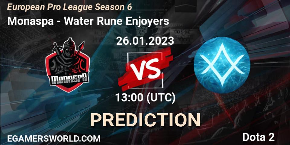 Monaspa vs Water Rune Enjoyers: Match Prediction. 26.01.2023 at 13:06, Dota 2, European Pro League Season 6