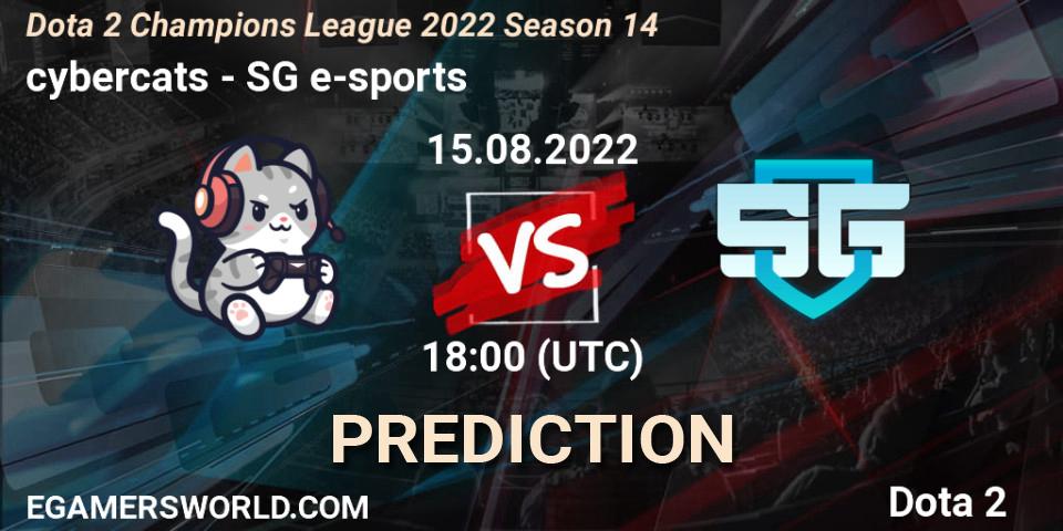 cybercats vs SG e-sports: Match Prediction. 15.08.2022 at 18:01, Dota 2, Dota 2 Champions League 2022 Season 14