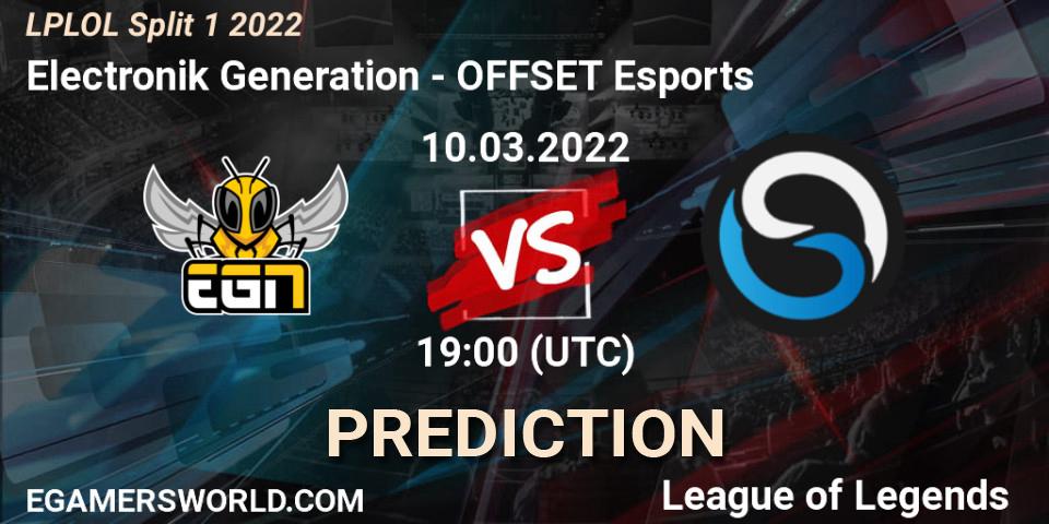 Electronik Generation vs OFFSET Esports: Match Prediction. 10.03.2022 at 19:00, LoL, LPLOL Split 1 2022