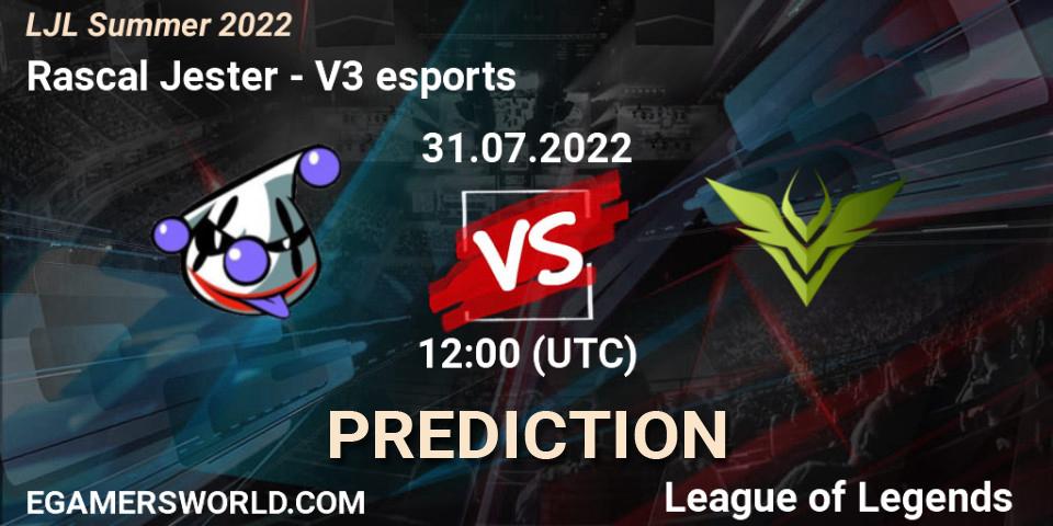 Rascal Jester vs V3 esports: Match Prediction. 31.07.22, LoL, LJL Summer 2022