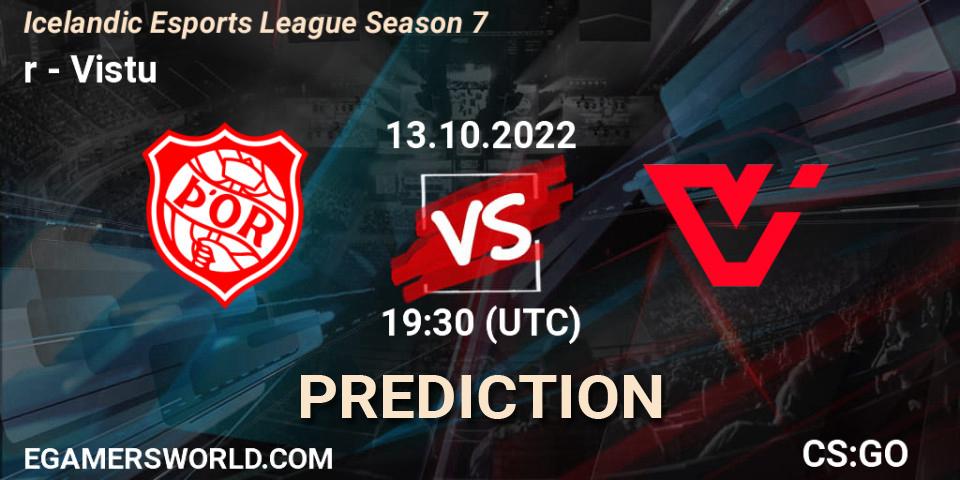 Þór vs Viðstöðu: Match Prediction. 13.10.2022 at 22:30, Counter-Strike (CS2), Icelandic Esports League Season 7