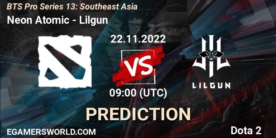 Neon Atomic vs Lilgun: Match Prediction. 22.11.22, Dota 2, BTS Pro Series 13: Southeast Asia