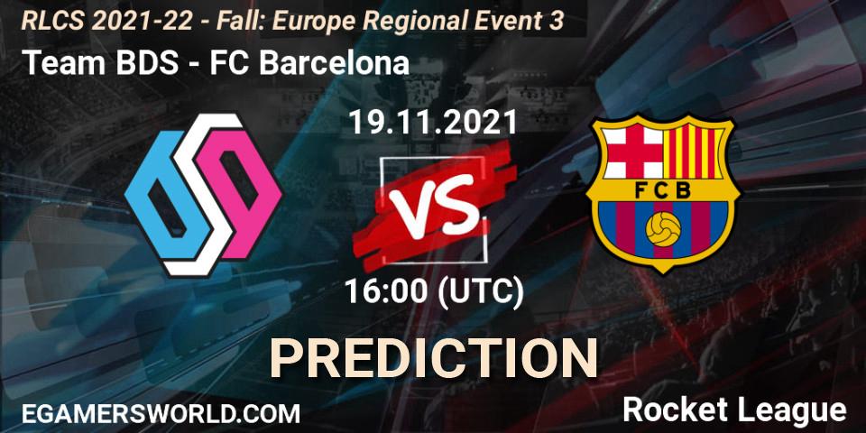 Team BDS vs FC Barcelona: Match Prediction. 19.11.21, Rocket League, RLCS 2021-22 - Fall: Europe Regional Event 3
