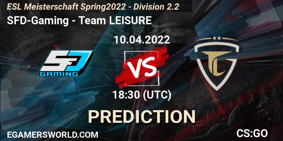 SFD-Gaming vs Team LEISURE: Match Prediction. 10.04.2022 at 18:30, Counter-Strike (CS2), ESL Meisterschaft Spring 2022 - Division 2.2