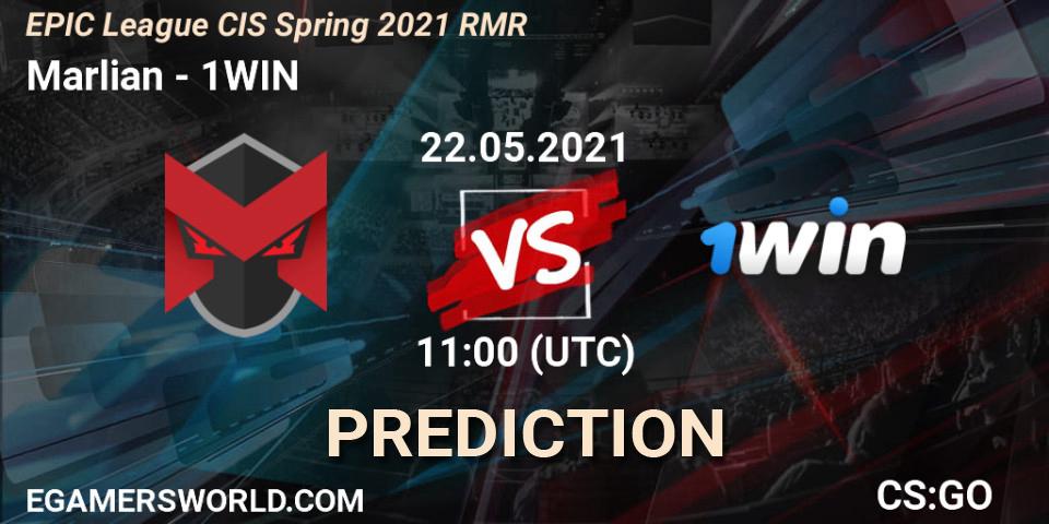 Marlian vs 1WIN: Match Prediction. 22.05.2021 at 11:00, Counter-Strike (CS2), EPIC League CIS Spring 2021 RMR