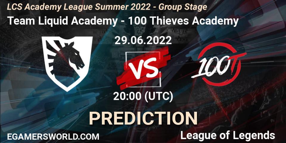 Team Liquid Academy vs 100 Thieves Academy: Match Prediction. 29.06.2022 at 20:00, LoL, LCS Academy League Summer 2022 - Group Stage