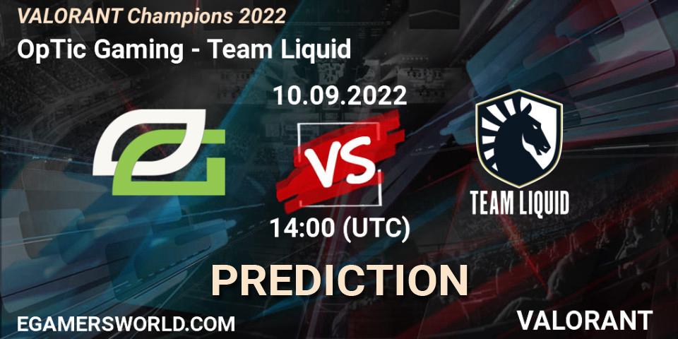 OpTic Gaming vs Team Liquid: Match Prediction. 10.09.22, VALORANT, VALORANT Champions 2022