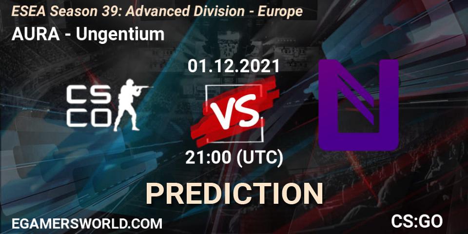 AURA vs Ungentium: Match Prediction. 01.12.2021 at 21:00, Counter-Strike (CS2), ESEA Season 39: Advanced Division - Europe
