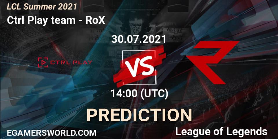 Ctrl Play team vs RoX: Match Prediction. 30.07.21, LoL, LCL Summer 2021