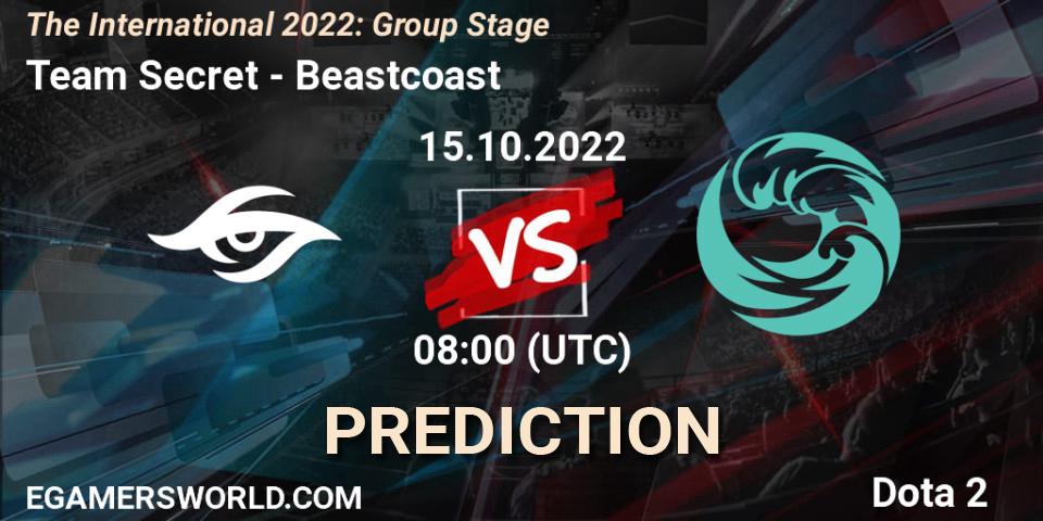Team Secret vs Beastcoast: Match Prediction. 15.10.2022 at 09:22, Dota 2, The International 2022: Group Stage