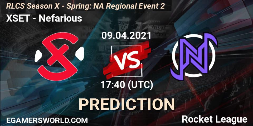 XSET vs Nefarious: Match Prediction. 09.04.2021 at 17:40, Rocket League, RLCS Season X - Spring: NA Regional Event 2