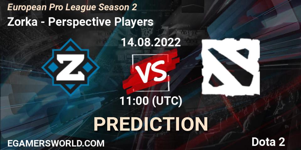 Zorka vs Perspective Players: Match Prediction. 14.08.2022 at 12:09, Dota 2, European Pro League Season 2