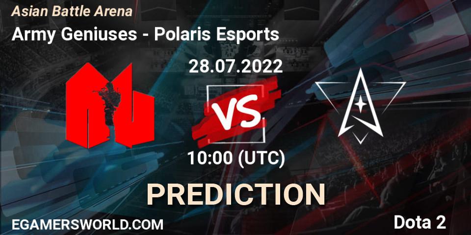 Army Geniuses vs Polaris Esports: Match Prediction. 28.07.22, Dota 2, Asian Battle Arena