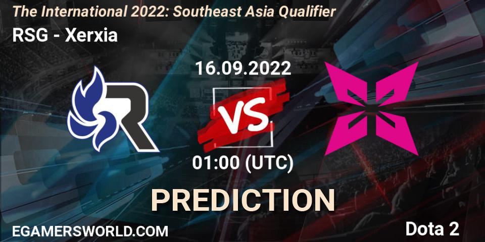 RSG vs Xerxia: Match Prediction. 16.09.2022 at 01:00, Dota 2, The International 2022: Southeast Asia Qualifier