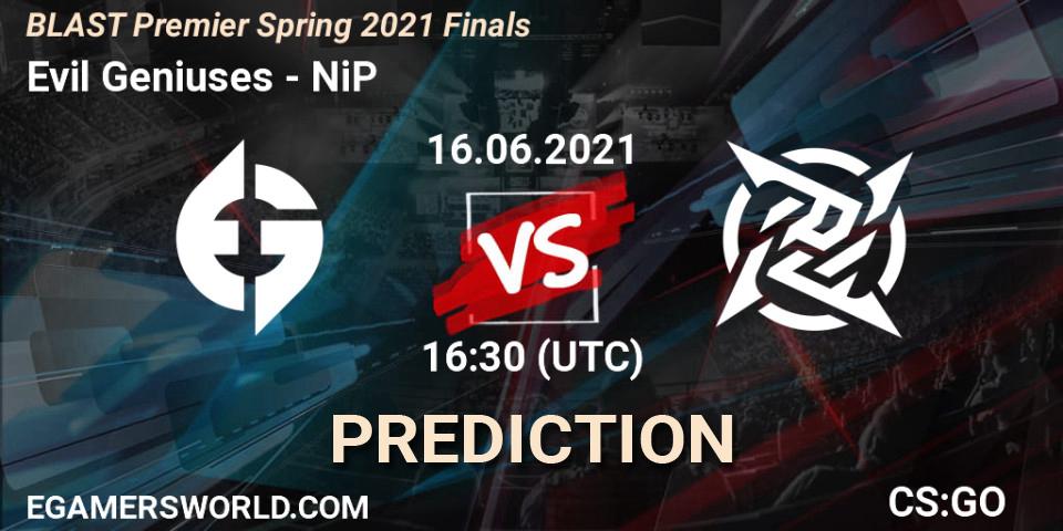Evil Geniuses vs NiP: Match Prediction. 16.06.21, CS2 (CS:GO), BLAST Premier Spring 2021 Finals