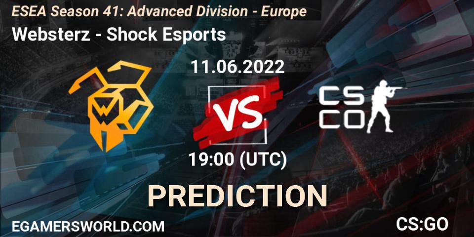 Websterz vs Shock Esports: Match Prediction. 11.06.2022 at 19:00, Counter-Strike (CS2), ESEA Season 41: Advanced Division - Europe