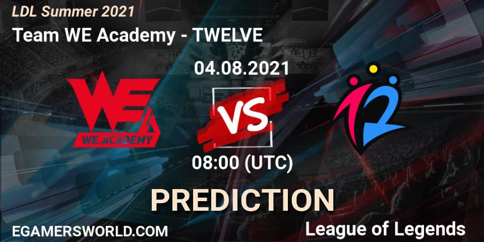 Team WE Academy vs TWELVE: Match Prediction. 04.08.2021 at 09:00, LoL, LDL Summer 2021
