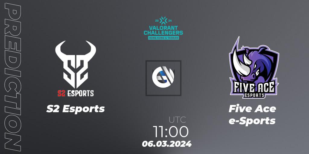 S2 Esports vs Five Ace e-Sports: Match Prediction. 06.03.2024 at 11:00, VALORANT, VALORANT Challengers Hong Kong and Taiwan 2024: Split 1