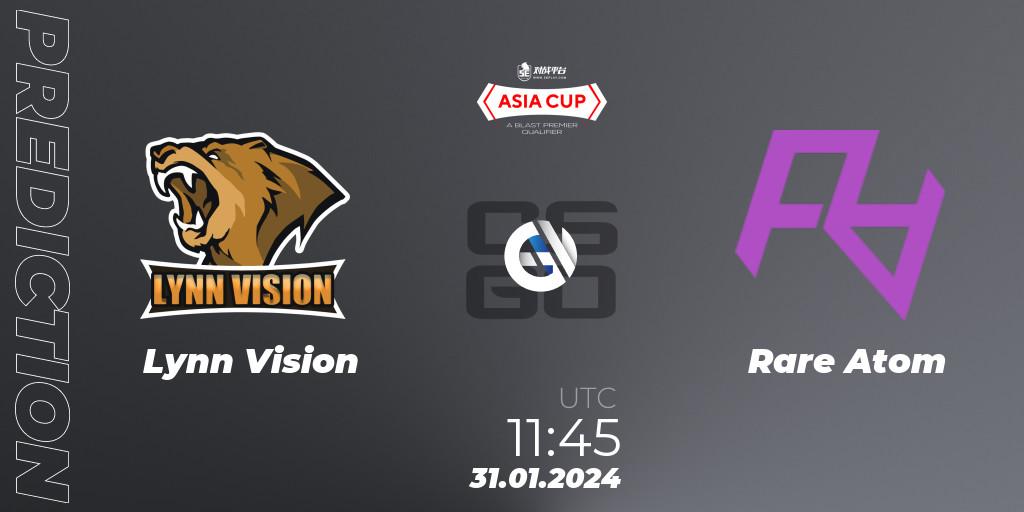 Lynn Vision vs Rare Atom: Match Prediction. 31.01.2024 at 12:00, Counter-Strike (CS2), 5E Arena Asia Cup Spring 2024 - BLAST Premier Qualifier