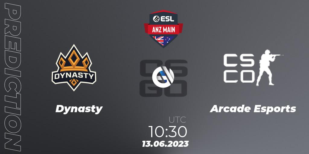 Dynasty vs Arcade Esports: Match Prediction. 13.06.23, CS2 (CS:GO), ESL ANZ Main Season 16
