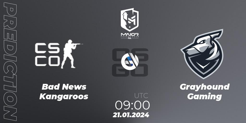 Bad News KangaroosN vs Grayhound Gaming: Match Prediction. 21.01.2024 at 09:00, Counter-Strike (CS2), PGL CS2 Major Copenhagen 2024 Oceania RMR Closed Qualifier