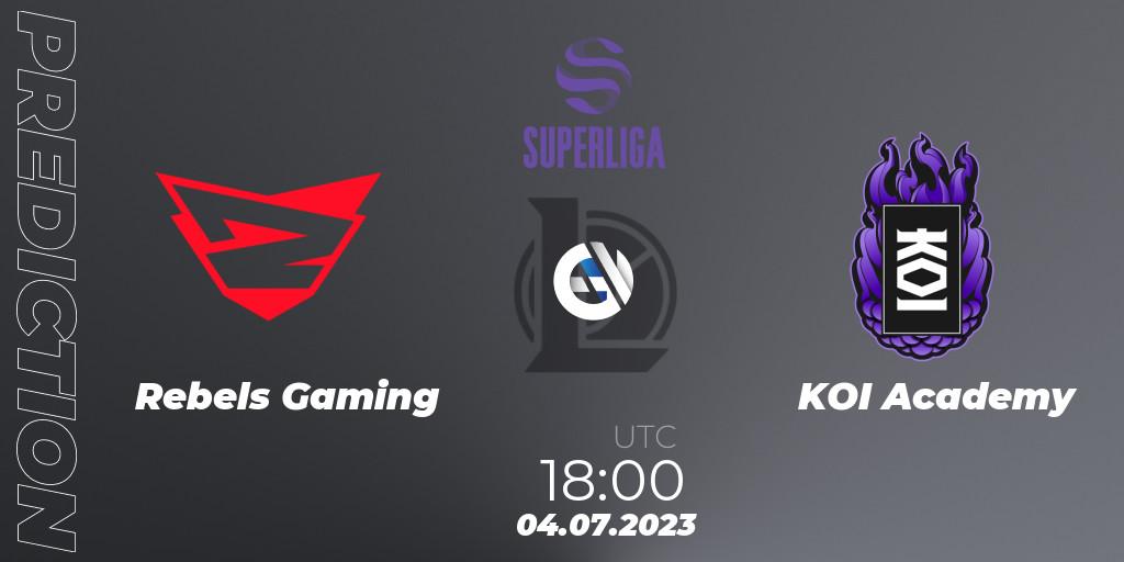 Rebels Gaming vs KOI Academy: Match Prediction. 04.07.2023 at 18:00, LoL, Superliga Summer 2023 - Group Stage