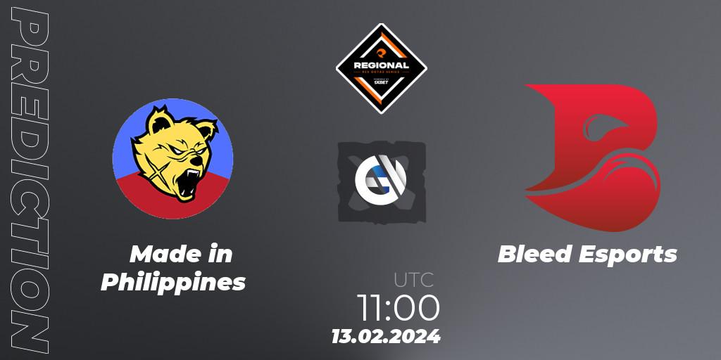 Made in Philippines vs Bleed Esports: Match Prediction. 13.02.2024 at 12:37, Dota 2, RES Regional Series: SEA #1