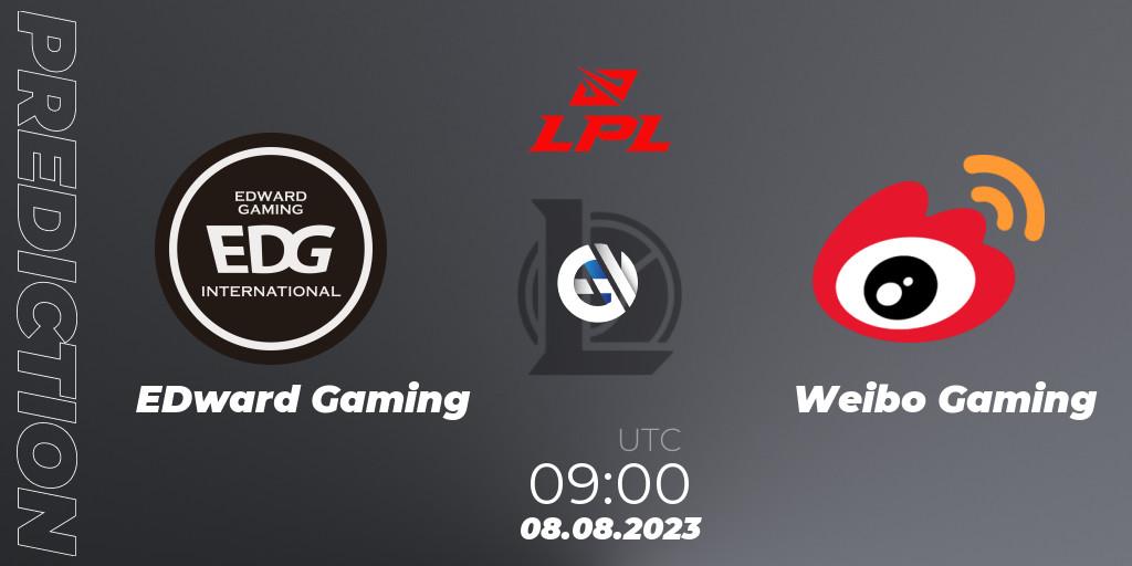 EDward Gaming vs Weibo Gaming: Match Prediction. 08.08.2023 at 09:00, LoL, LPL Regional Finals 2023