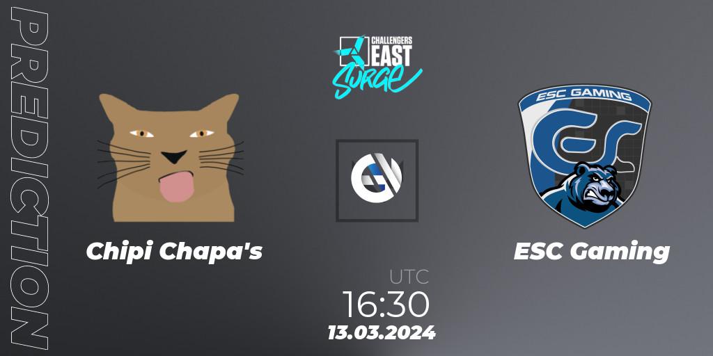 Chipi Chapa's vs ESC Gaming: Match Prediction. 13.03.2024 at 17:15, VALORANT, VALORANT Challengers 2024 East: Surge Split 1
