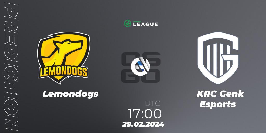 Lemondogs vs KRC Genk Esports: Match Prediction. 29.02.24, CS2 (CS:GO), ESEA Season 48: Advanced Division - Europe
