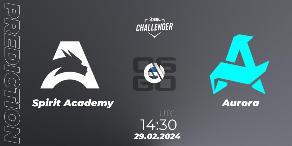 Spirit Academy vs Aurora: Match Prediction. 29.02.24, CS2 (CS:GO), ESL Challenger #56: European Closed Qualifier