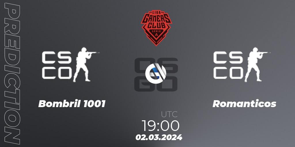 Bombril 1001 vs Romanticos: Match Prediction. 02.03.2024 at 19:00, Counter-Strike (CS2), Gamers Club Liga Série A: February 2024