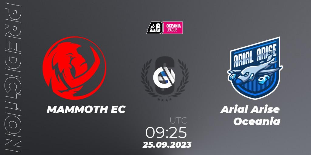 MAMMOTH EC vs Arial Arise Oceania: Match Prediction. 25.09.2023 at 09:25, Rainbow Six, Oceania League 2023 - Stage 2