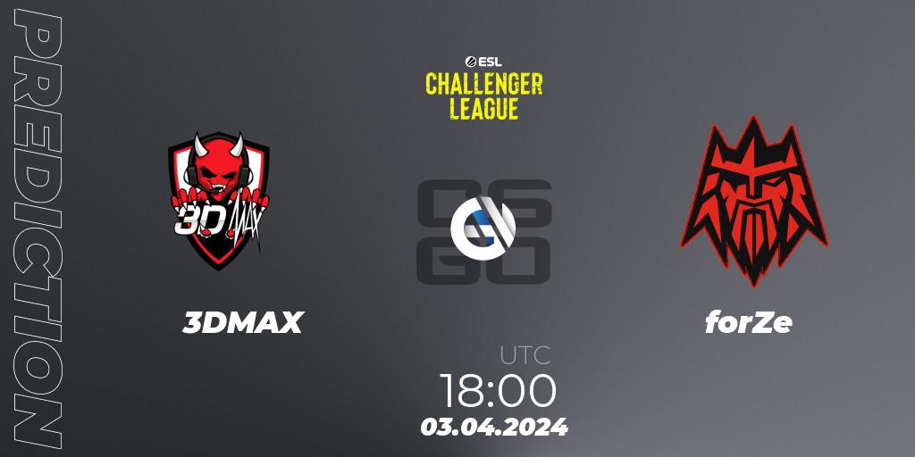 3DMAX vs forZe: Match Prediction. 03.04.24, CS2 (CS:GO), ESL Challenger League Season 47: Europe